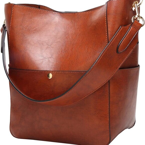 Womens Handbag Pu Leather Bucket Tote Purse And Handbags Medium Satchel Hobo Pu